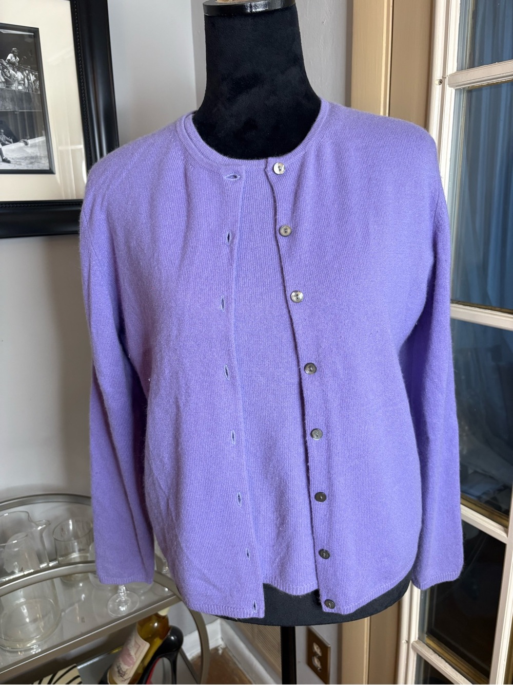 Valerie Stevens Lavender Button-Front Cardigan medium